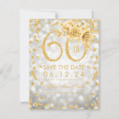 Gold 60th Birthday Silver Glam Lights Save The Date (Voorkant)