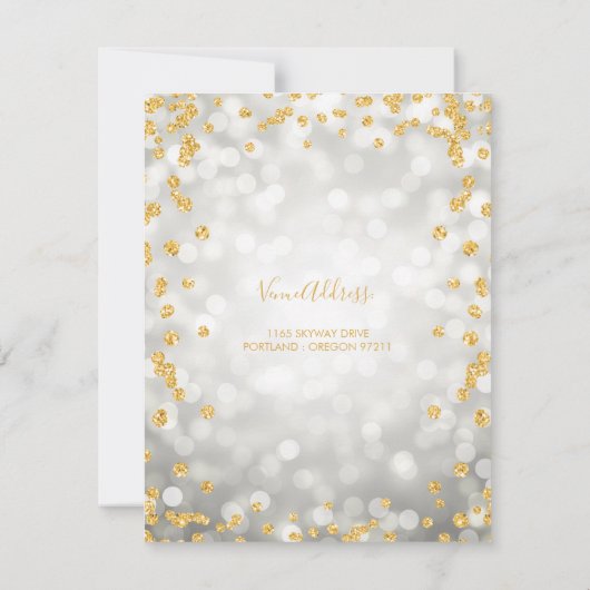 Gold 60th Birthday Silver Glam Lights Save The Date (Achterkant)