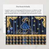 Gold 60th Birthday Thank You with Dancers  Bedankkaart (Voorkant / Achterkant)