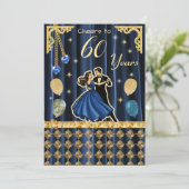 Gold 60th Birthday with Dancing Couples Kaart (Staand voorkant)