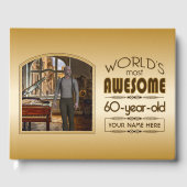 Gold 60th Birthday World's Best Custom Photo Lijst Gastenboek (Voorkant)