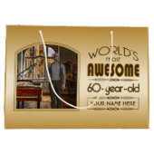 Gold 60th Birthday World's Best Custom Photo Lijst Groot Cadeauzakje (Achterkant)
