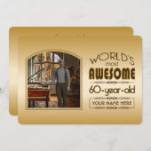 Gold 60th Birthday World's Best Custom Photo Lijst Kaart (Voorkant / Achterkant)