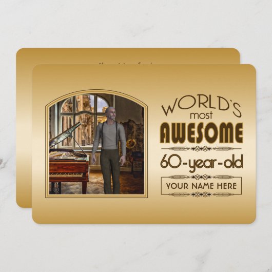 Gold 60th Birthday World's Best Custom Photo Lijst Kaart (Voorkant / Achterkant)