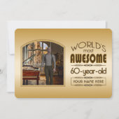 Gold 60th Birthday World's Best Custom Photo Lijst Kaart (Voorkant)