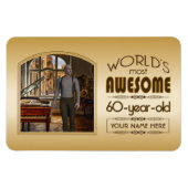 Gold 60th Birthday World's Best Custom Photo Lijst Magneet (Horizontaal)