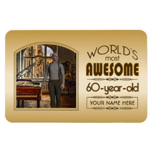 Gold 60th Birthday World's Best Custom Photo Lijst Magneet