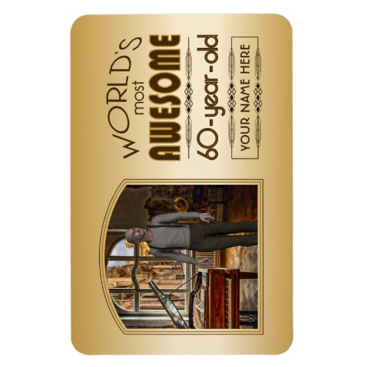 Gold 60th Birthday World's Best Custom Photo Lijst Magneet (Verticaal)