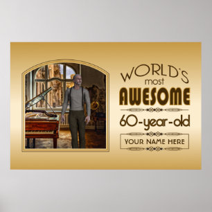 Gold 60th Birthday World's Best Custom Photo Lijst Poster