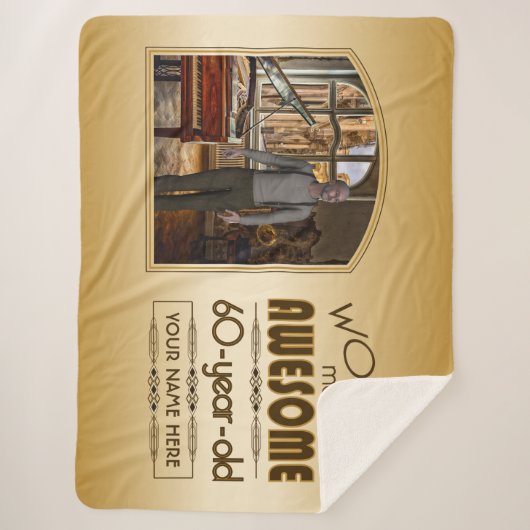 Gold 60th Birthday World's Best Custom Photo Lijst Sherpa Deken (Voorkant)