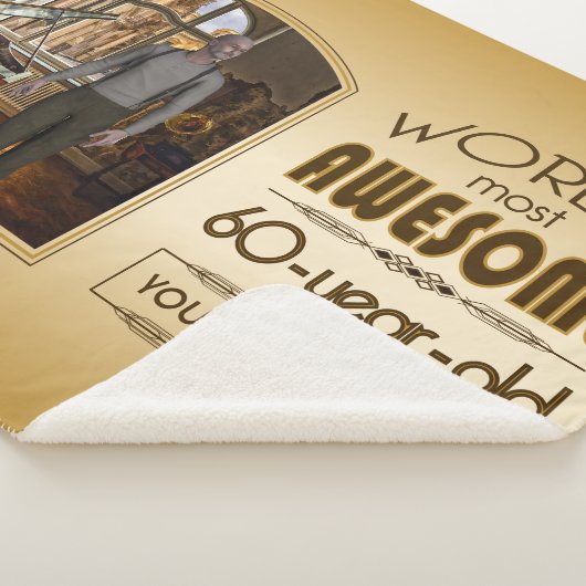 Gold 60th Birthday World's Best Custom Photo Lijst Sherpa Deken (3/4)