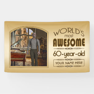 Gold 60th Birthday World's Best Custom Photo Lijst Spandoek