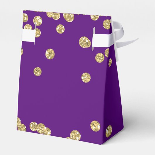 Gold 60th Verjaardag Dank u Confetti Paarse Bedankdoosjes (Achterkant)