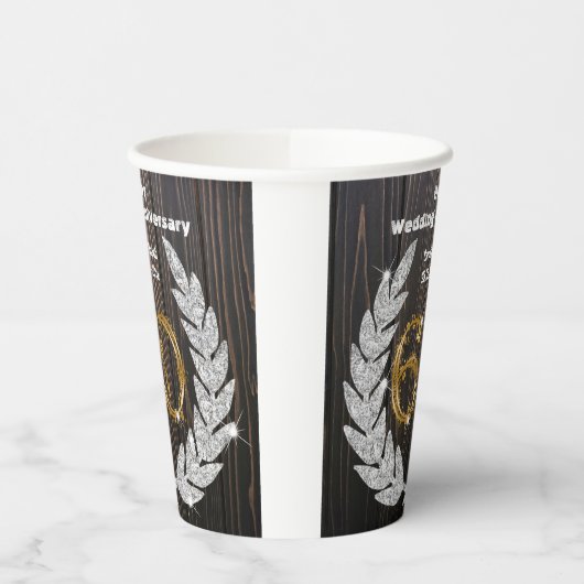 Gold 60th Wedding Jubileum, Diamond Laurel Pape Papieren Bekers (Links)