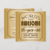 Gold 65th Birthday Celebration World Best Fabulous Kaart (Voorkant / Achterkant)