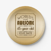 Gold 65th Birthday Celebration World Best Fabulous Papieren Bordje (Voorkant)