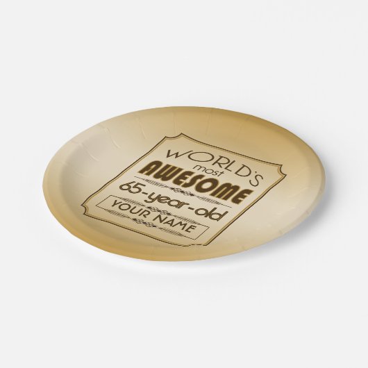 Gold 65th Birthday Celebration World Best Fabulous Papieren Bordje (Gekanteld)