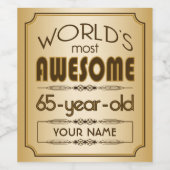 Gold 65th Birthday Celebration World Best Fabulous Wijn Etiket (Enkel label)