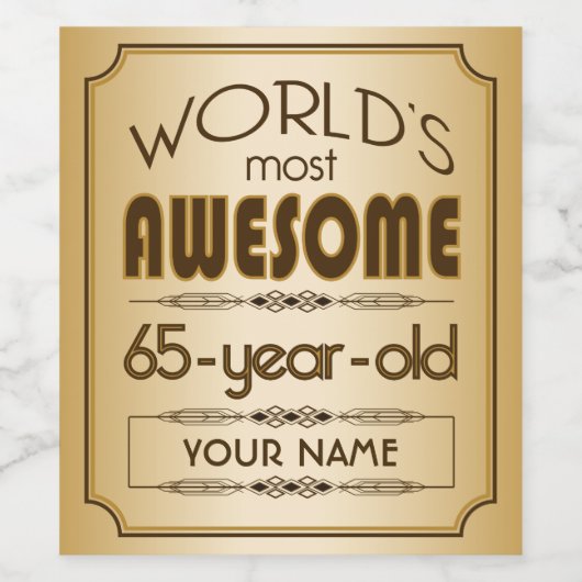 Gold 65th Birthday Celebration World Best Fabulous Wijn Etiket (Enkel label)
