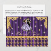 Gold 65th Birthday Thank You with Dancers Bedankkaart (Voorkant / Achterkant)