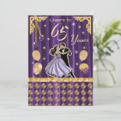 Gold 65th Birthday with Dancing Couples Kaart (Staand voorkant)