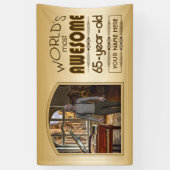 Gold 65th Birthday World's Best Custom Photo Lijst Spandoek (Verticaal)