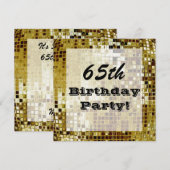 Gold 65th or any Age Birthday Party Invitation Kaart (Voorkant / Achterkant)