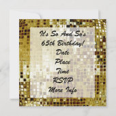 Gold 65th or any Age Birthday Party Invitation Kaart (Achterkant)