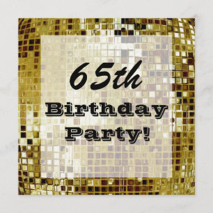 Gold 65th or any Age Birthday Party Invitation Kaart
