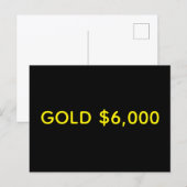 Gold $6,000 Market Celebration Briefkaart (Voorkant / Achterkant)