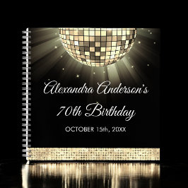 Gold 70th Birthday 70's Disco Ball Gastenboek Notitieboek