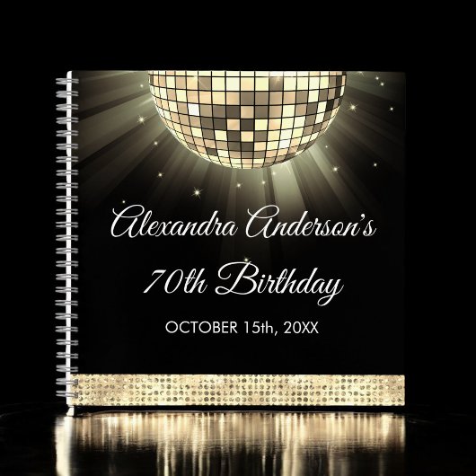 Gold 70th Birthday 70's Disco Ball Gastenboek Notitieboek