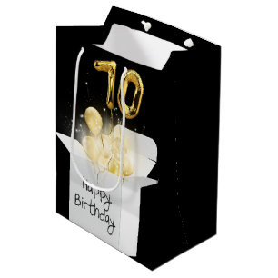 Gold 70th Birthday-ballonnen in doos Medium Cadeauzakje