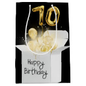 Gold 70th Birthday-ballonnen in doos Medium Cadeauzakje (Voorkant)