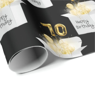 Gold 70th Birthday-ballonnen in White Box Cadeaupapier