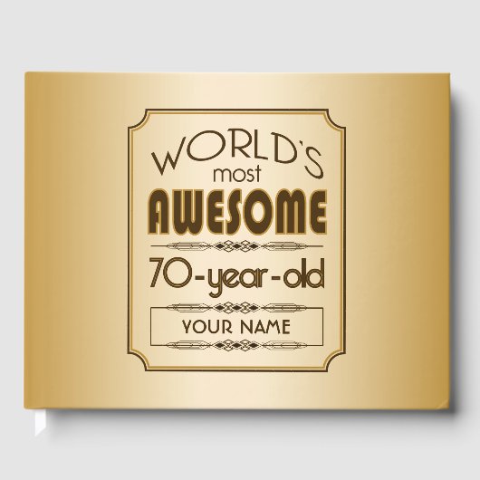 Gold 70th Birthday Celebration World Best Fabulous Gastenboek (Voorkant)