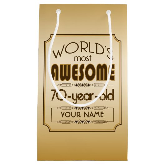 Gold 70th Birthday Celebration World Best Fabulous Klein Cadeauzakje (Voorkant)