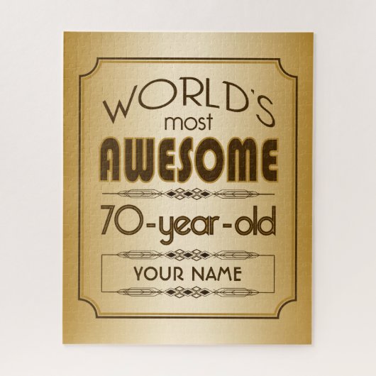 Gold 70th Birthday Celebration World Best Fabulous Legpuzzel (Verticaal)