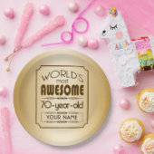 Gold 70th Birthday Celebration World Best Fabulous Papieren Bordje (Feest)