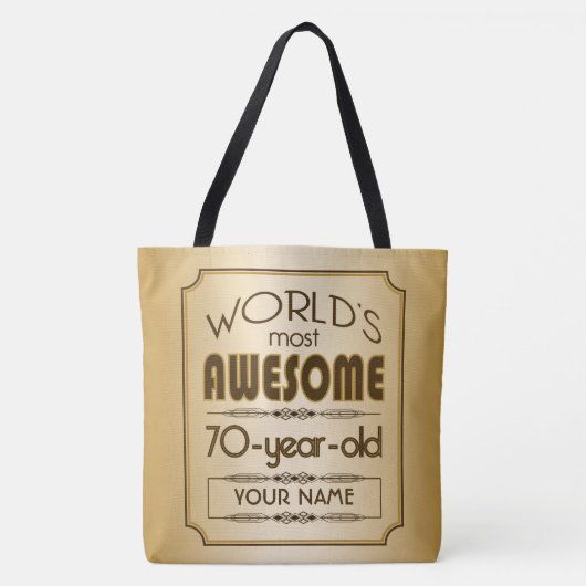 Gold 70th Birthday Celebration World Best Fabulous Tote Bag (Voorkant)