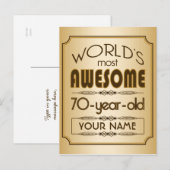 Gold 70th Birthday Celebration World Best Fabulous Uitnodiging Briefkaart (Voorkant / Achterkant)