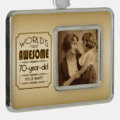 Gold 70th Birthday Celebration World Best Fabulous Verzilverd Omlijst Ornament (Rechts)