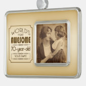 Gold 70th Birthday Celebration World Best Fabulous Verzilverd Omlijst Ornament (Links)