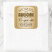 Gold 70th Birthday Celebration World Best Fabulous Vierkante Sticker (Tas)