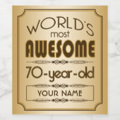 Gold 70th Birthday Celebration World Best Fabulous Wijn Etiket (Enkel label)