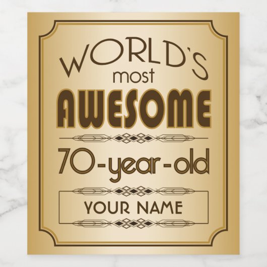 Gold 70th Birthday Celebration World Best Fabulous Wijn Etiket (Enkel label)