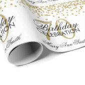 Gold 70th Birthday Faux Glitter Confetti Cadeaupapier (Rol Hoek)