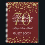Gold 70th Birthday Gastenboek Confetti Bourgondië Notitieboek<br><div class="desc">Een elegante 70th Birthday Party Guest Book sjabloon met Gold Glitter Confetti op Bourgogne ontwerp en gemakkelijk om tekst aan te passen.</div>