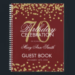 Gold 70th Birthday Gastenboek Confetti Bourgondië Notitieboek<br><div class="desc">Een elegante 70th Birthday Party Guest Book sjabloon met Gold Glitter Confetti op Bourgogne ontwerp en gemakkelijk om tekst aan te passen.</div>