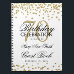 Gold 70th Birthday Guest Book Confetti Notitieboek<br><div class="desc">Elegant 70e verjaardag Gold Glitter Confetti op witte sjabloon. Eenvoudig te gebruiken en eenvoudig aan te passen. Bestel vandaag nog!</div>